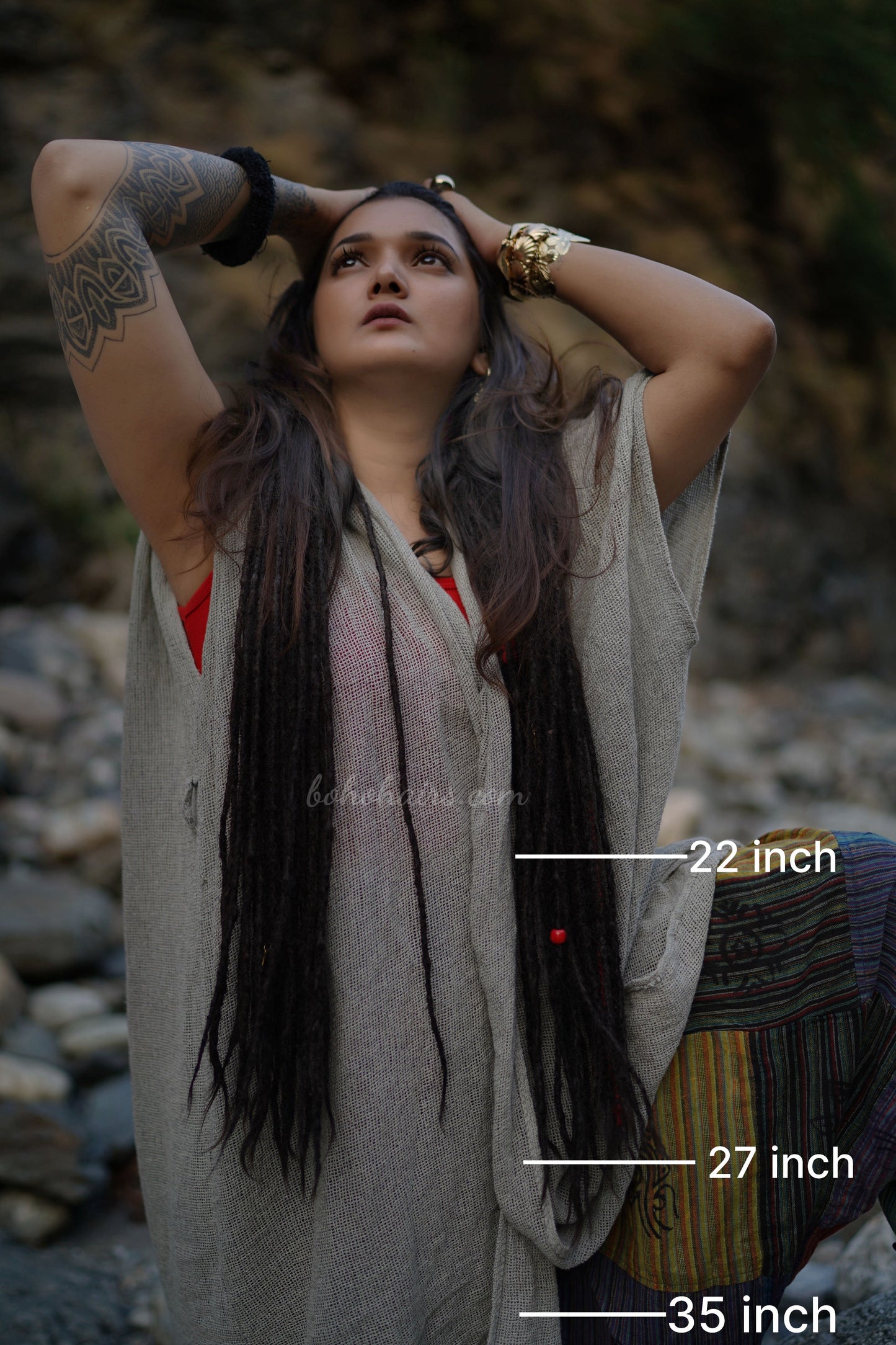 50 Micro Dreadlocks Locked Tail Clip-On Set