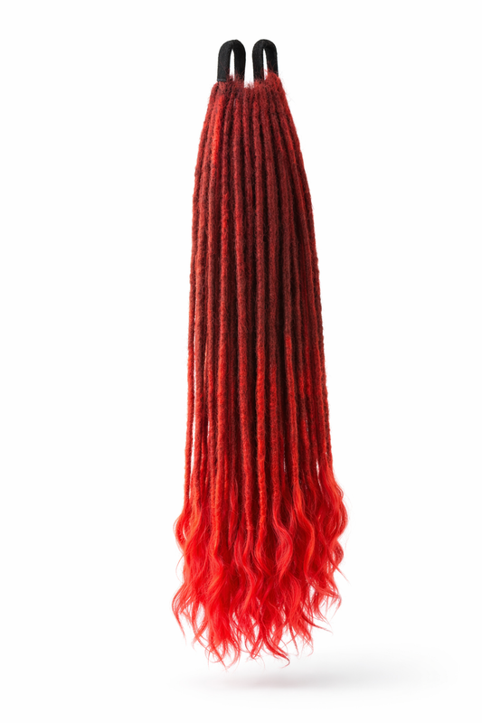 Red Color Human Hair Dreadlocks Extensions