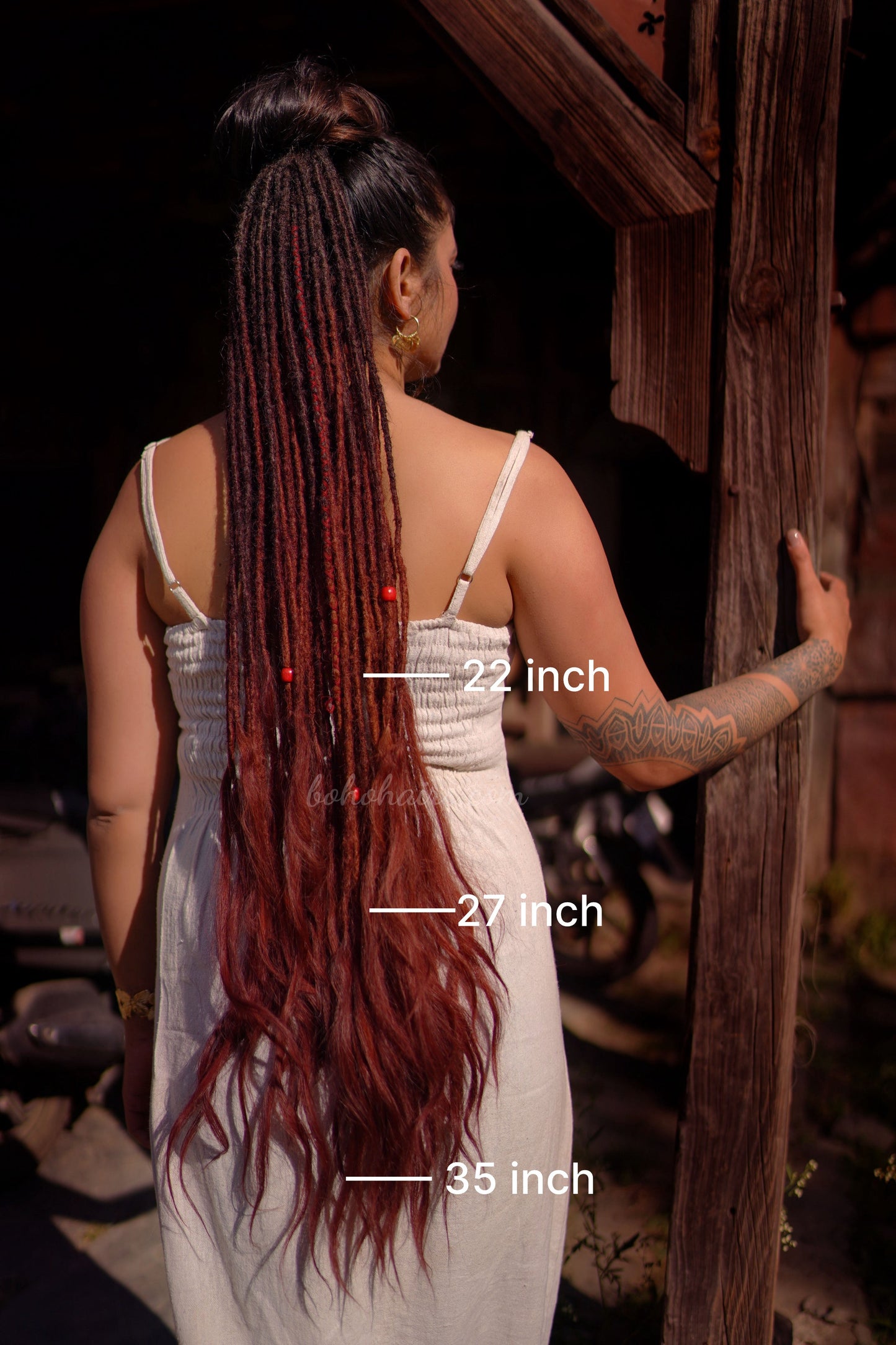 Boho Micro 50 Dreadlocks Open Hair on Tail