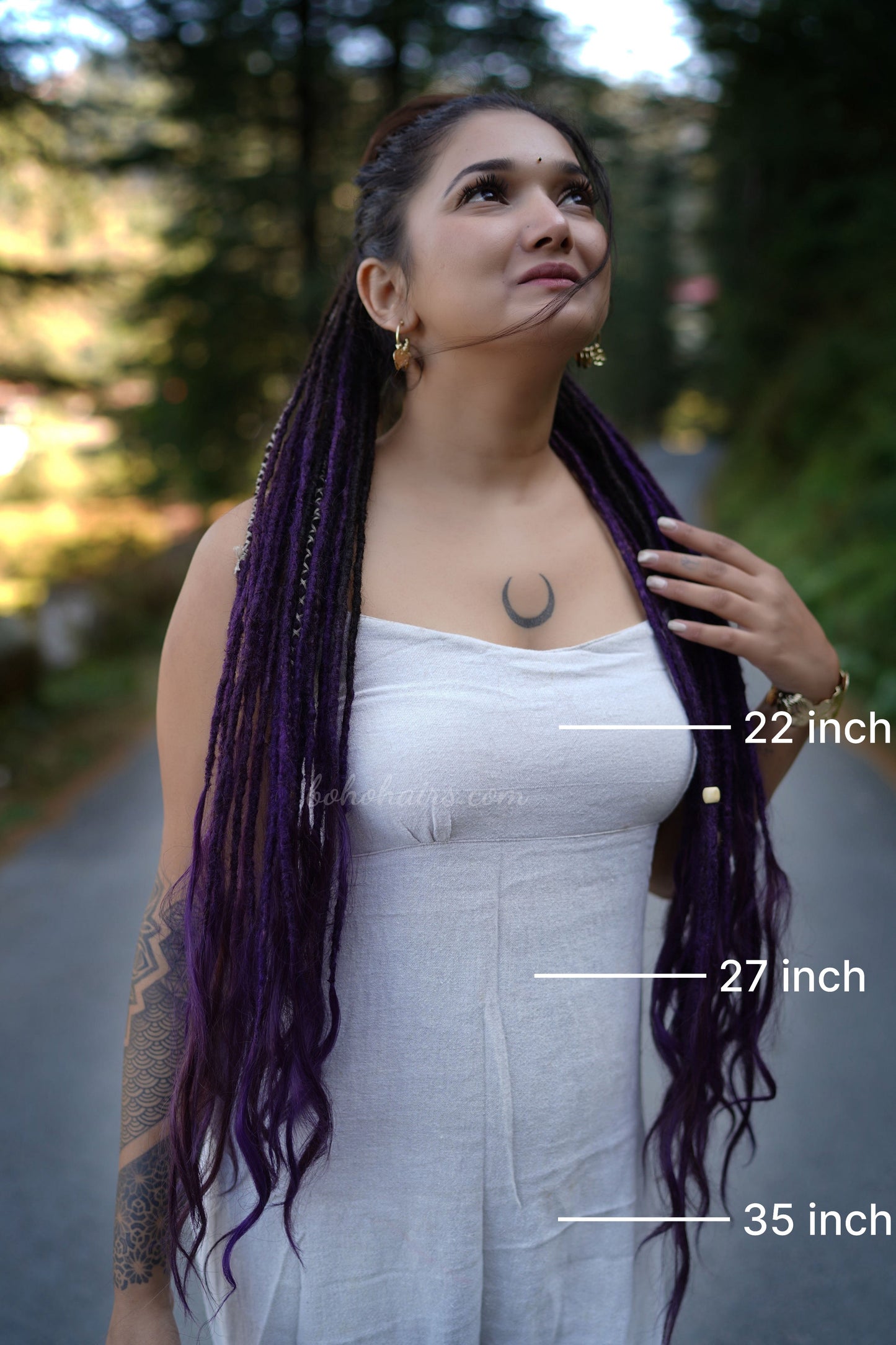 Boho Micro 50 Dreadlocks Open Hair on Tail