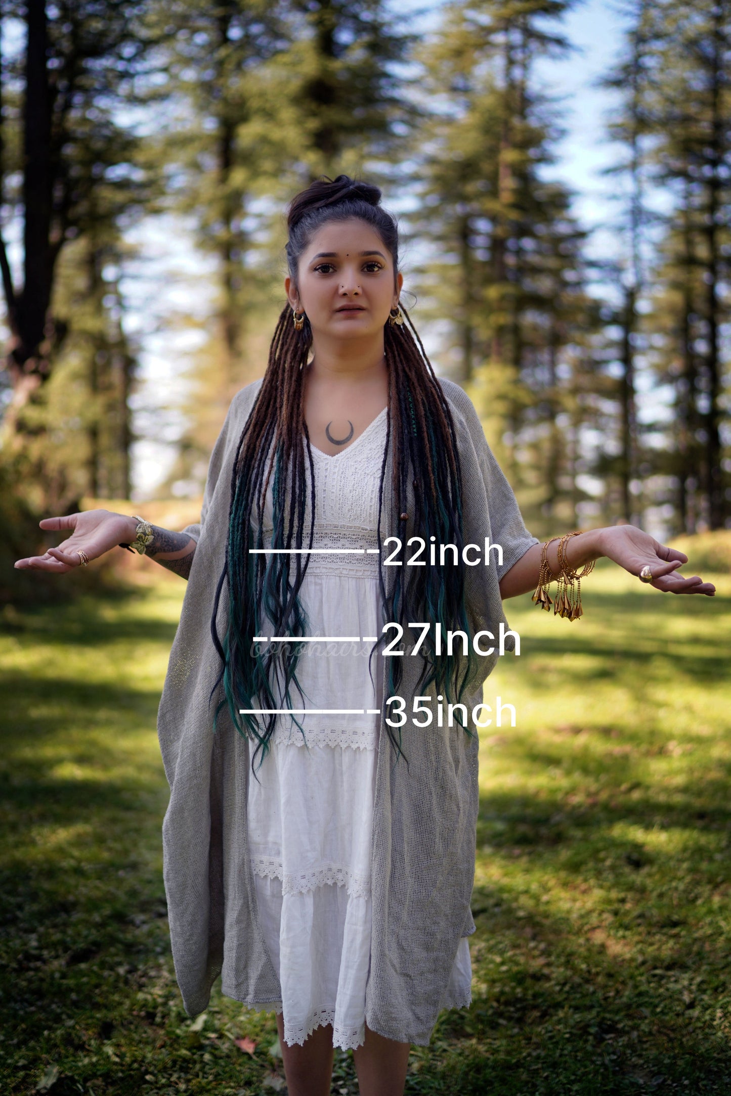 Boho Micro 50 Dreadlocks Open Hair on Tail