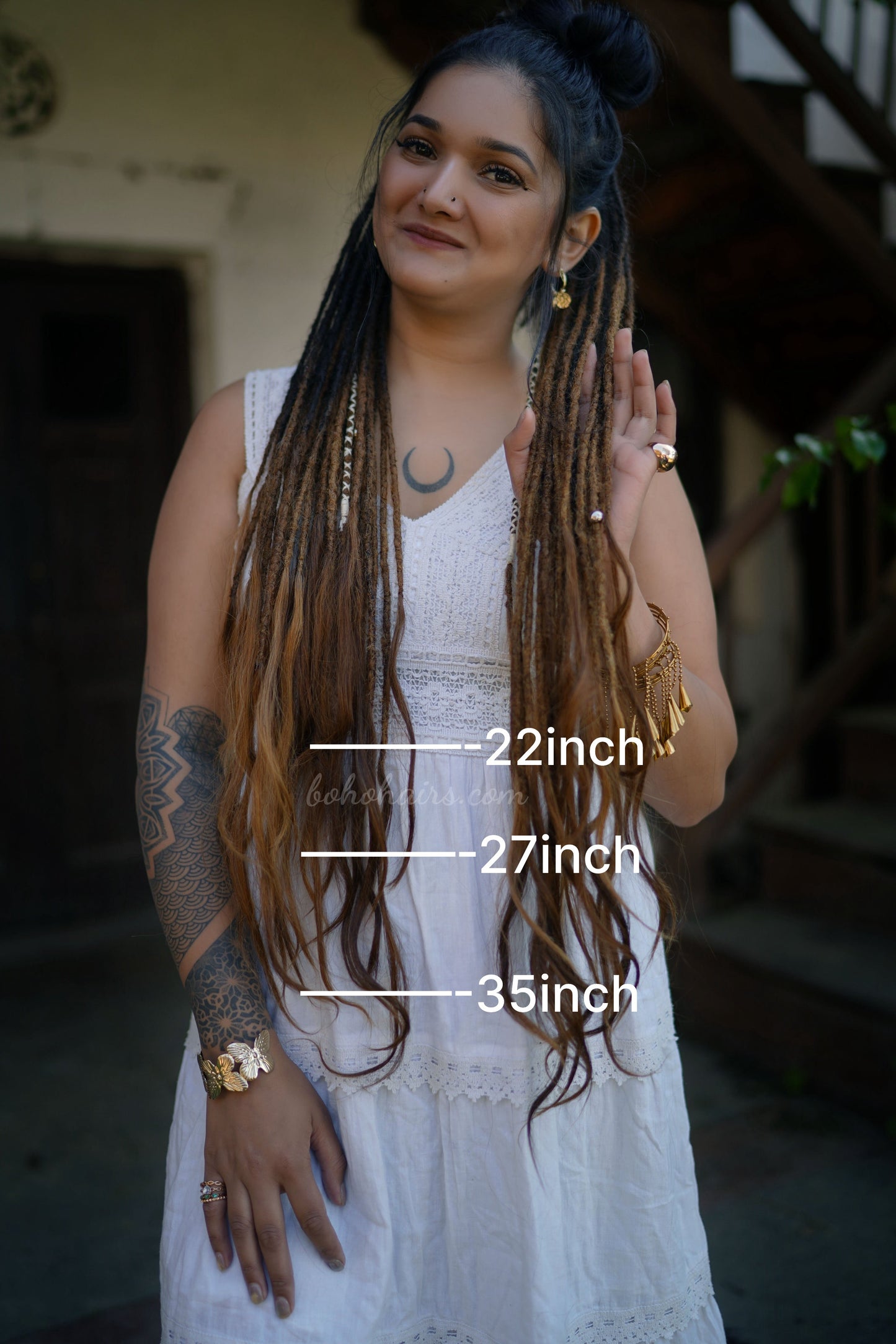 Boho Micro 50 Dreadlocks Open Hair on Tail
