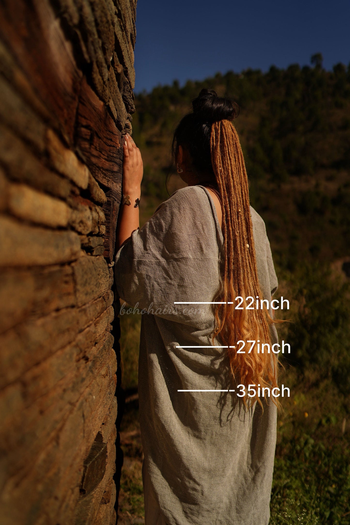 Boho Micro 50 Dreadlocks Open Hair on Tail