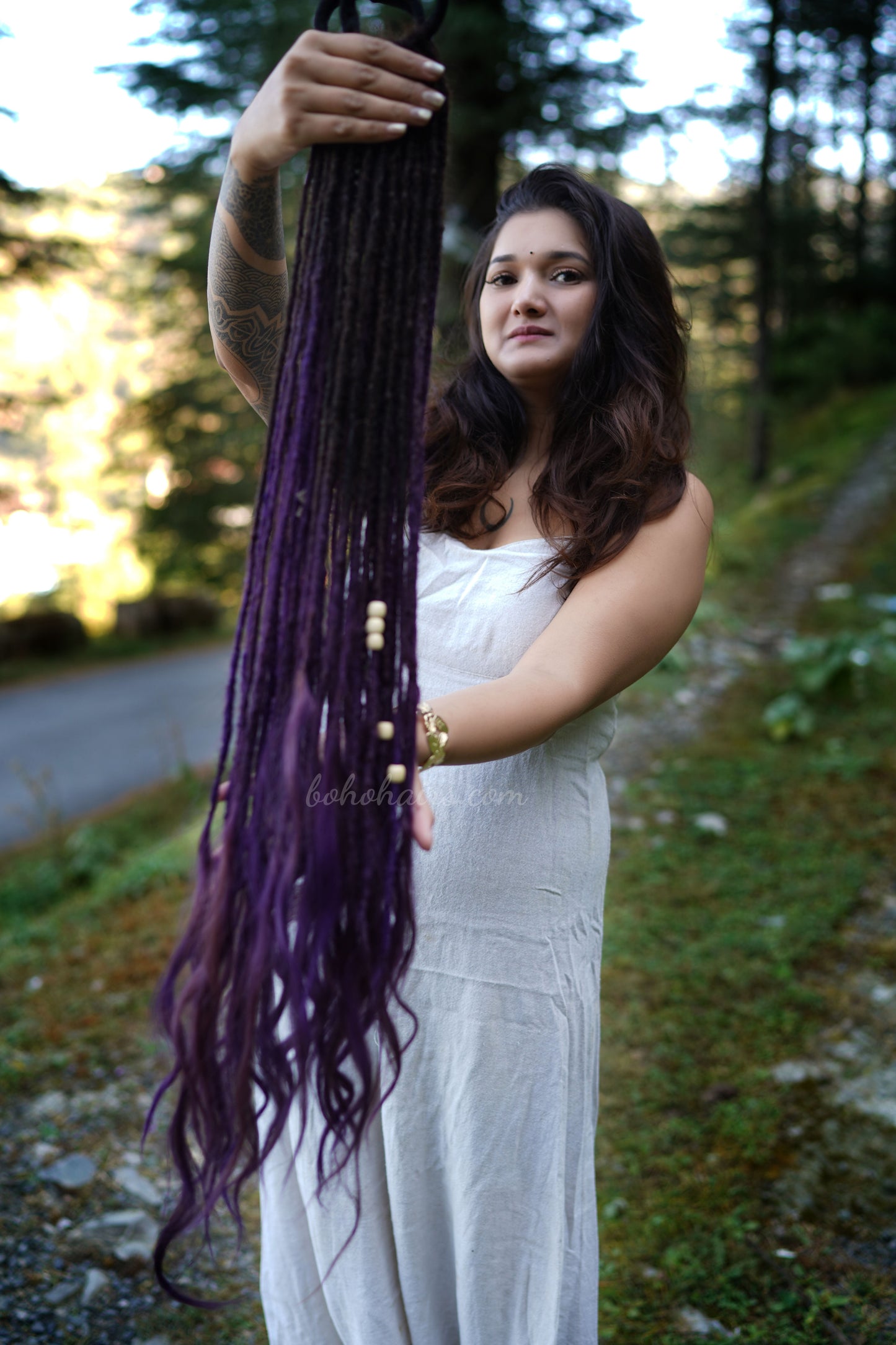 Boho Micro 50 Dreadlocks Open Hair on Tail