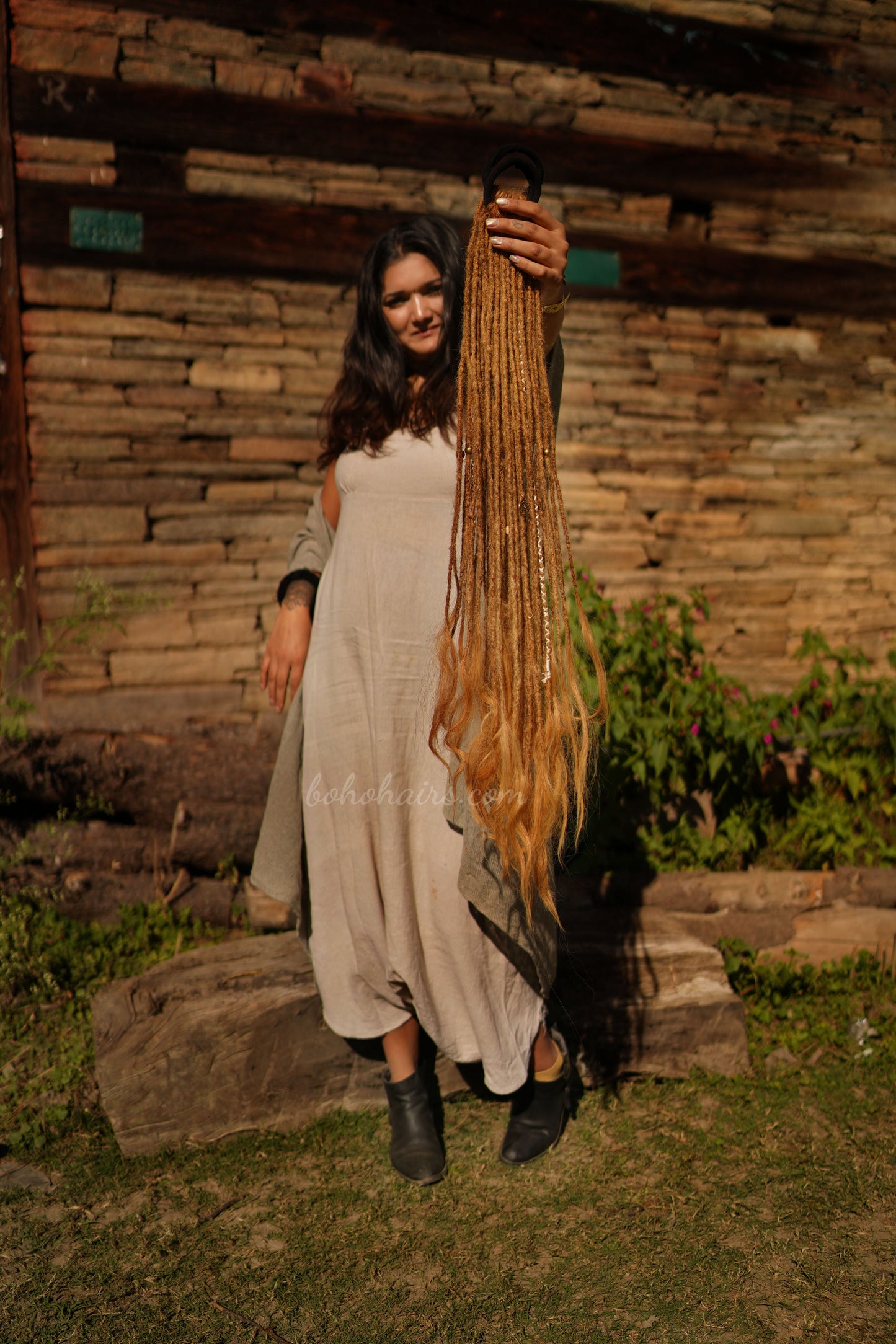 Boho Micro 50 Dreadlocks Open Hair on Tail
