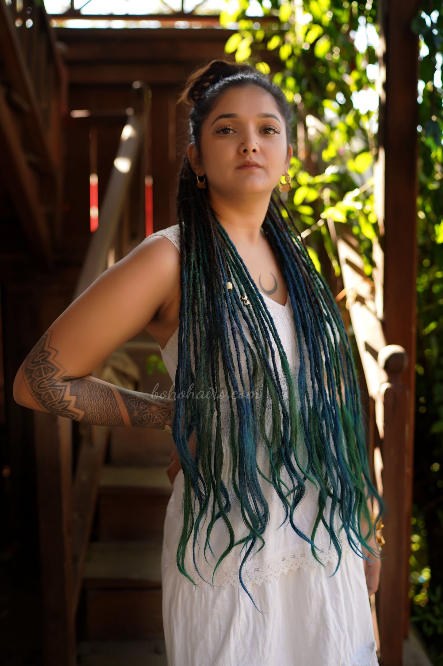 Boho Micro 50 Dreadlocks Open Hair on Tail