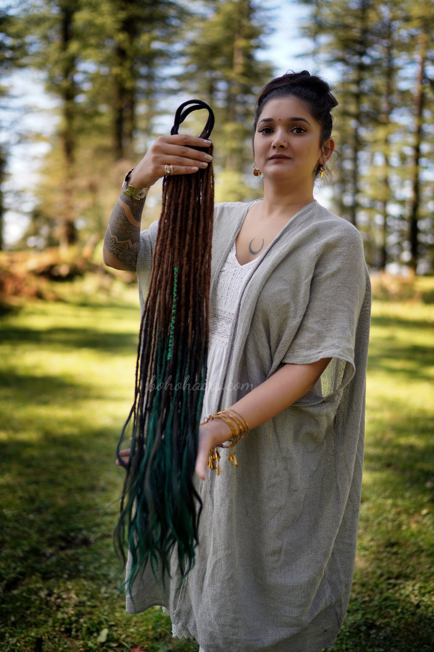 Boho Micro 50 Dreadlocks Open Hair on Tail
