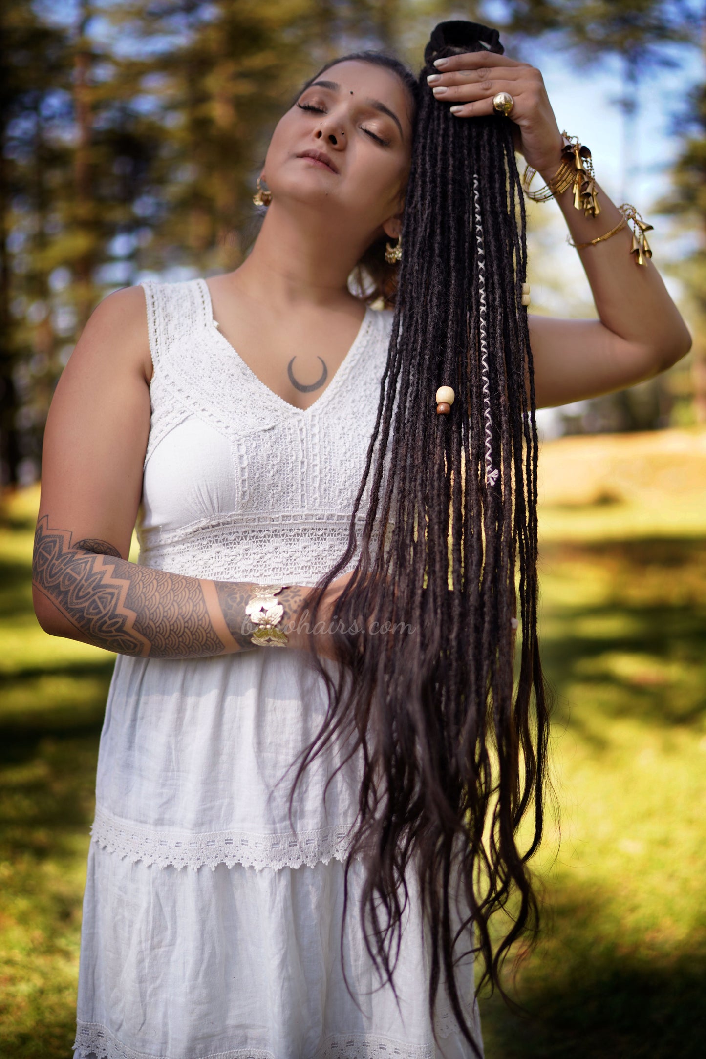 Boho Micro 50 Dreadlocks Open Hair on Tail