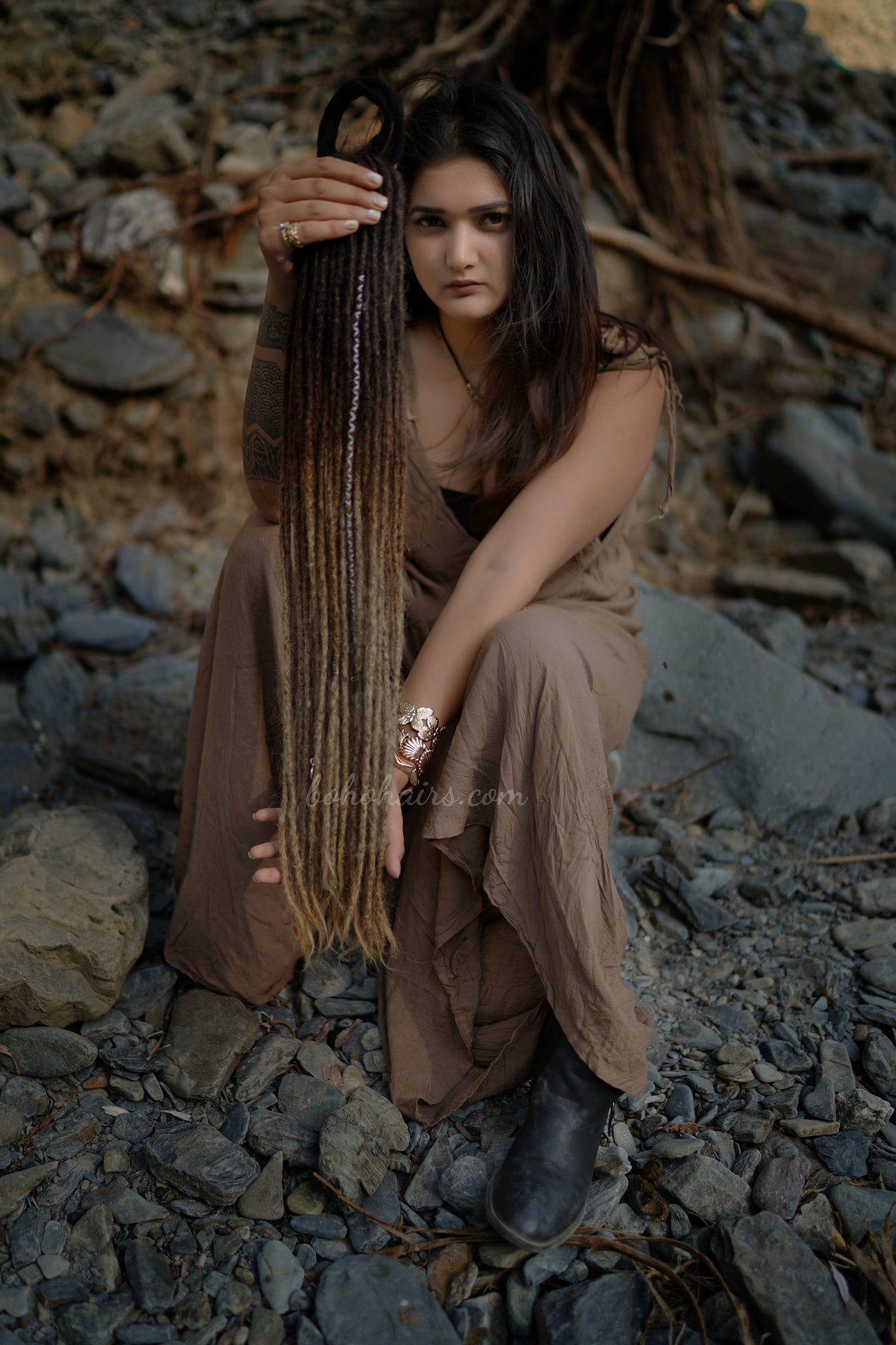 Human Hair Dreadlock Extensions – 50 Handmade Micro Removable Temporary Dreadlocks (No Hair Locking, Reusable)