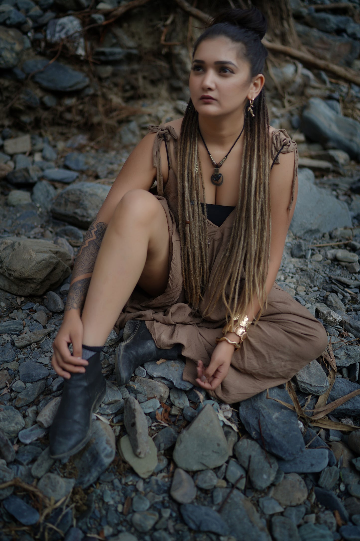 Human Hair Dreadlock Extensions – 50 Handmade Micro Removable Temporary Dreadlocks (No Hair Locking, Reusable)