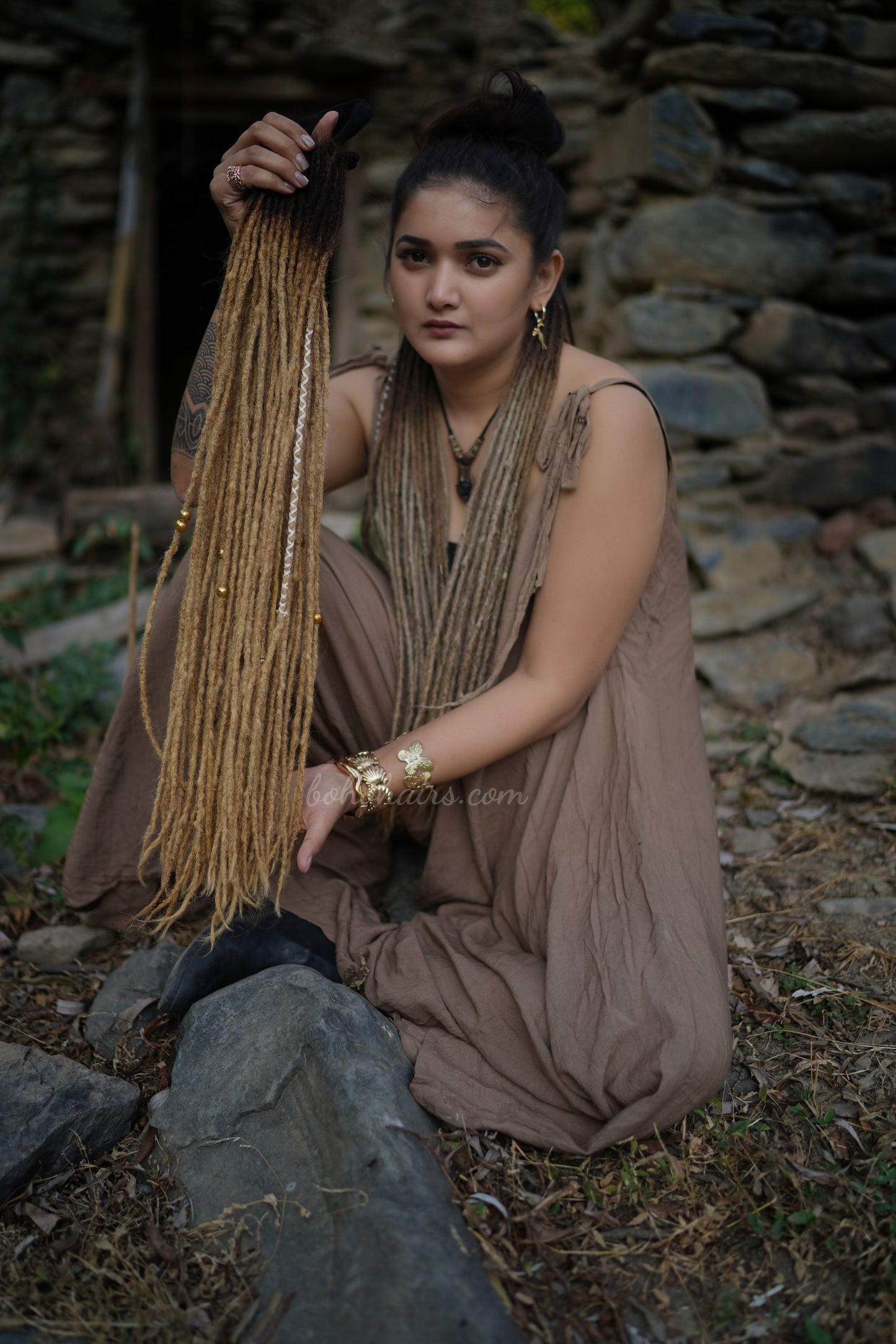 Human Hair Dreadlock Extensions – 50 Handmade Micro Removable Temporary Dreadlocks (No Hair Locking, Reusable)