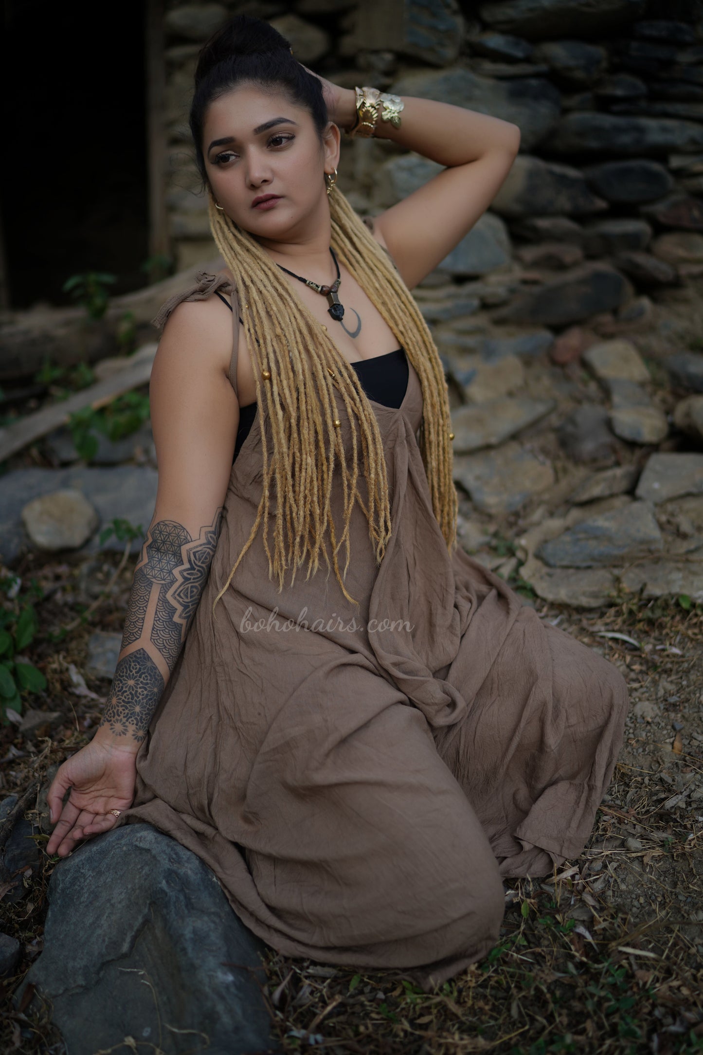 Human Hair Dreadlock Extensions – 50 Handmade Micro Removable Temporary Dreadlocks (No Hair Locking, Reusable)