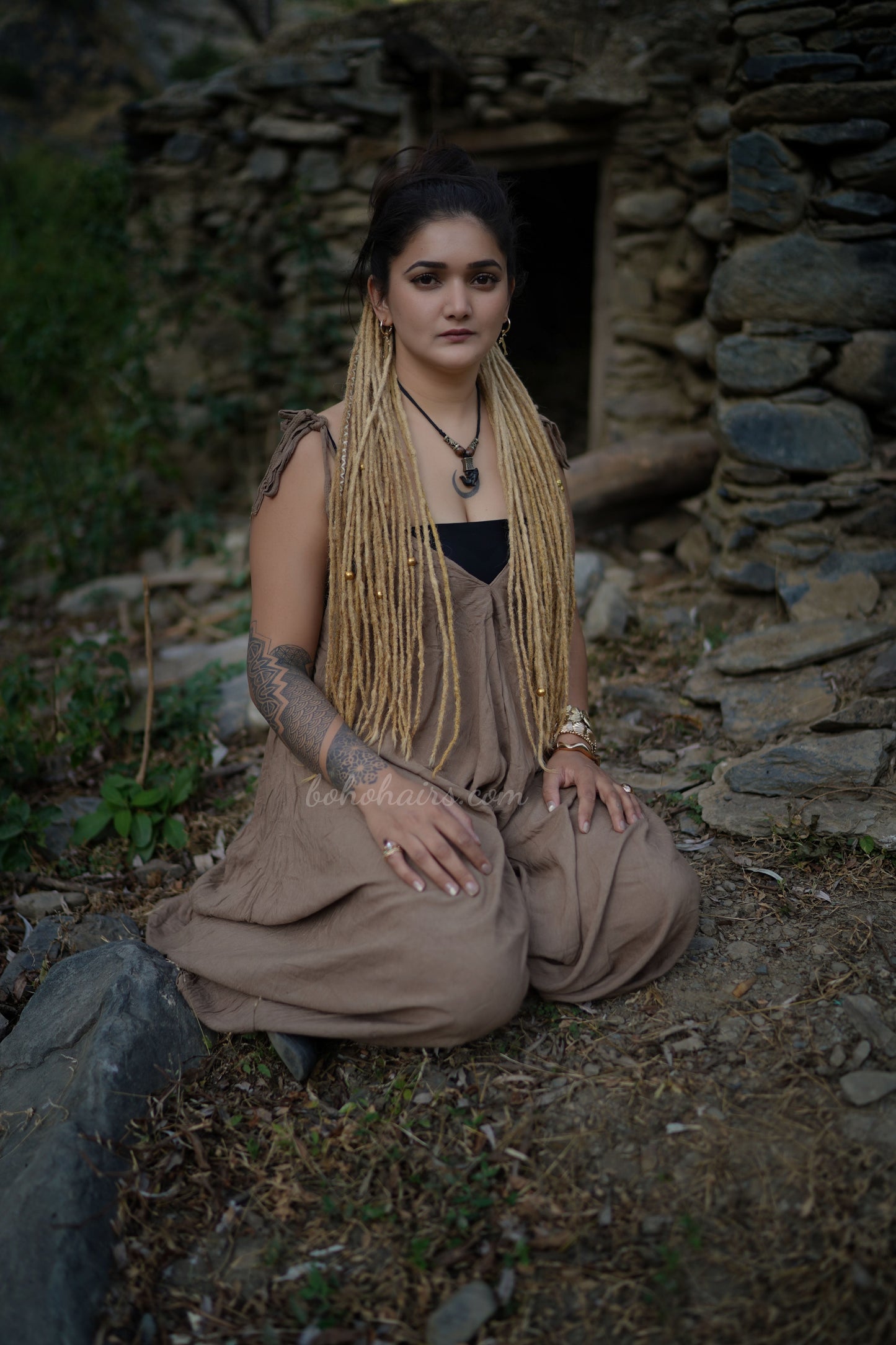 Human Hair Dreadlock Extensions – 50 Handmade Micro Removable Temporary Dreadlocks (No Hair Locking, Reusable)