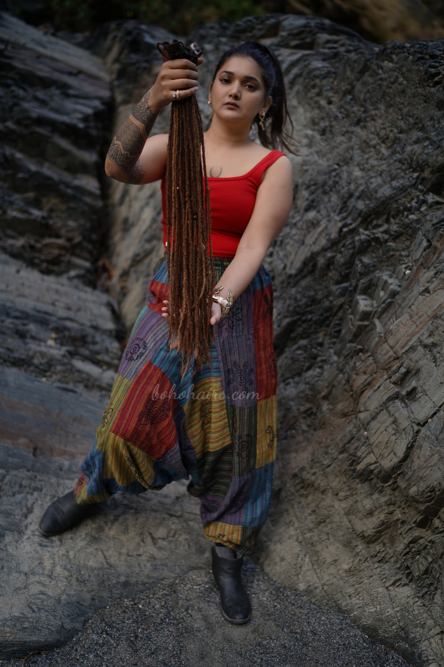 50 Micro Dreadlocks Locked Tail Clip-On Set