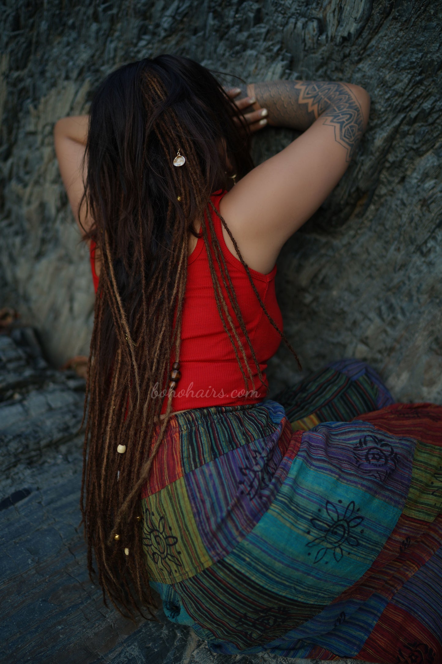 50 Micro Dreadlocks Locked Tail Clip-On Set