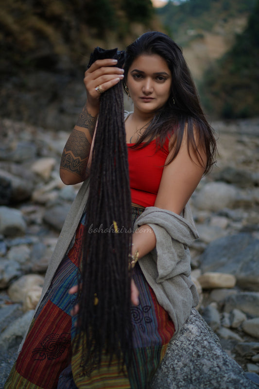 50 Micro Dreadlocks Locked Tail Clip-On Set