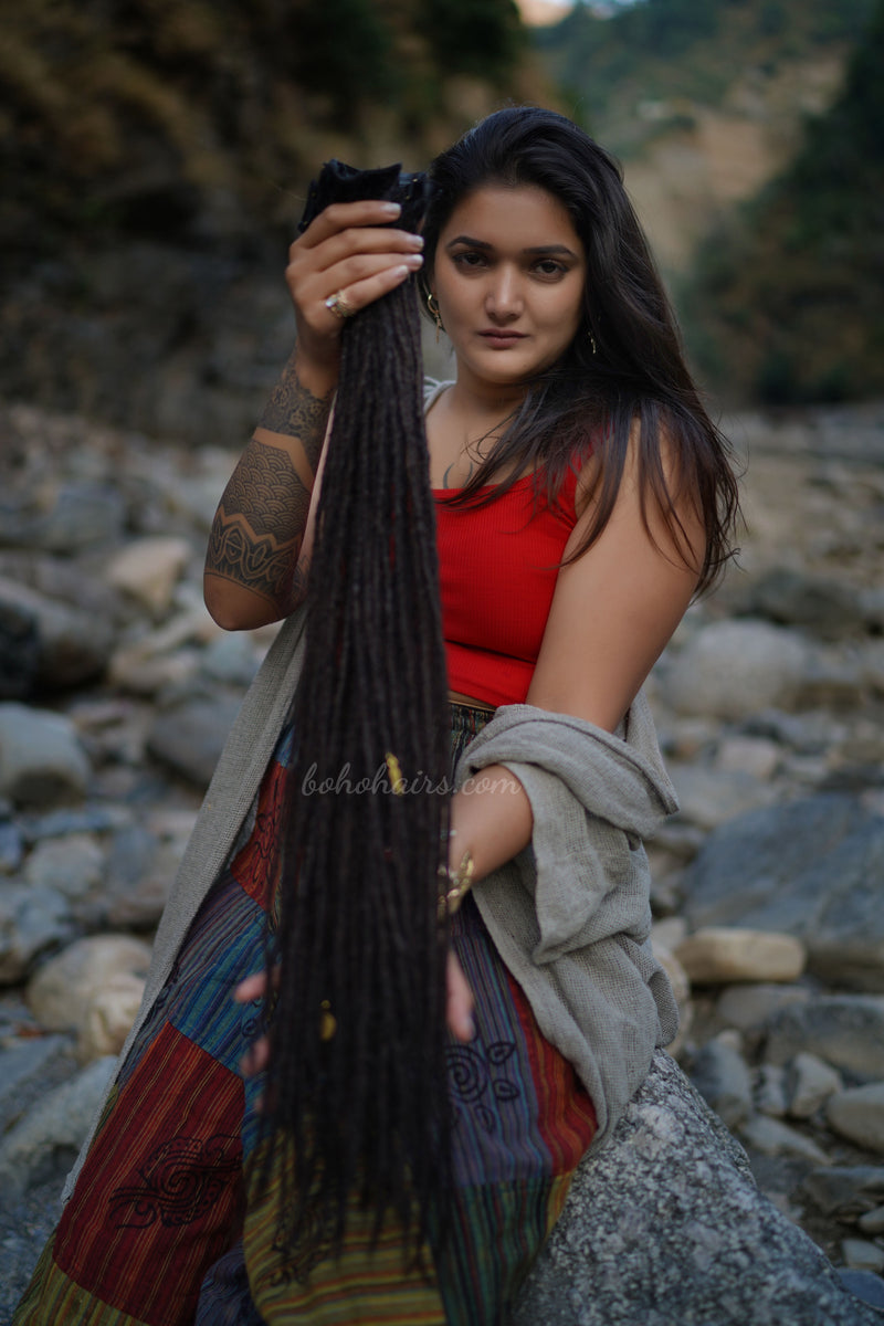 50 Micro Dreadlocks Locked Tail Clip-On Set