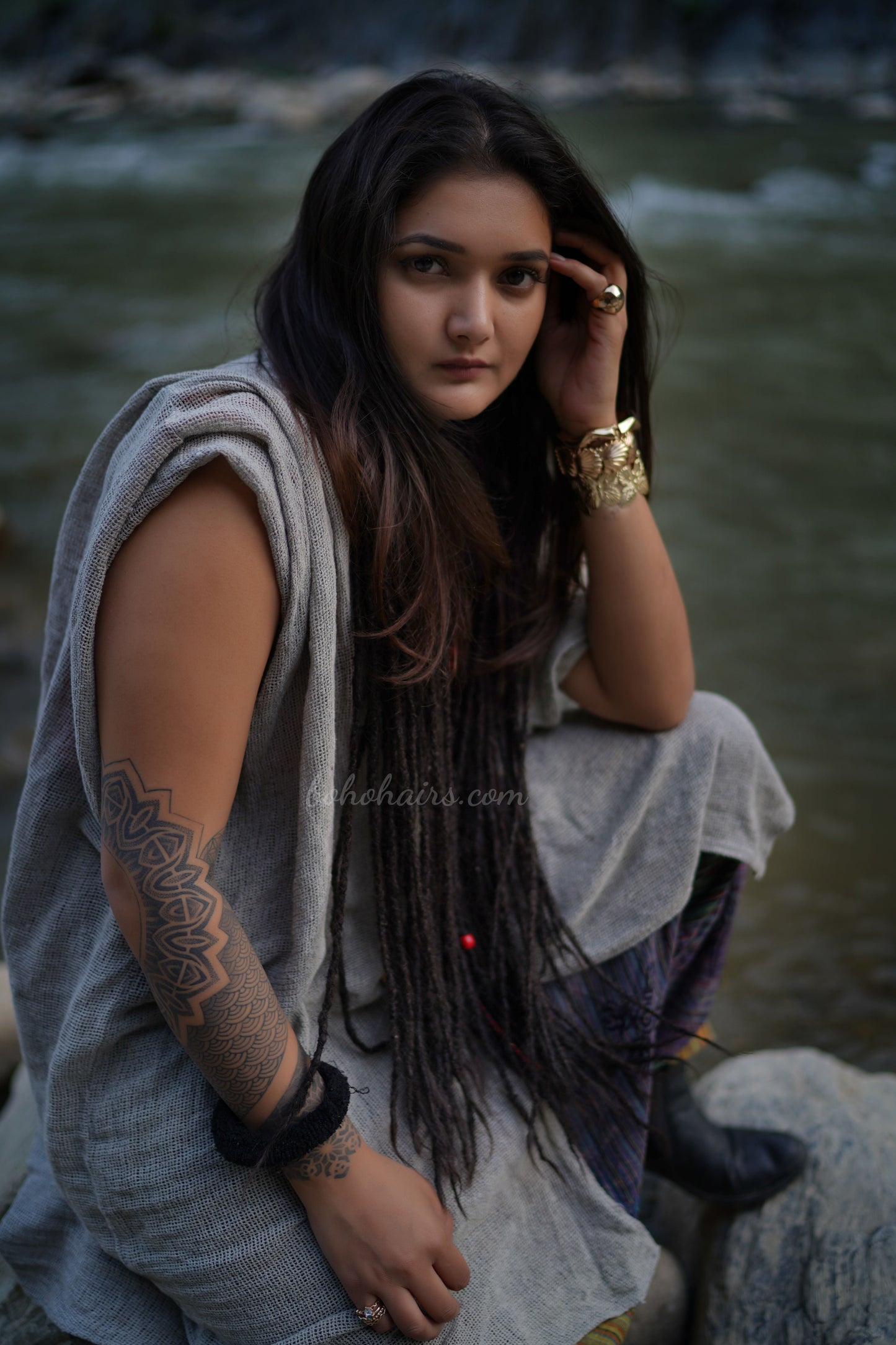 50 Micro Dreadlocks Locked Tail Clip-On Set