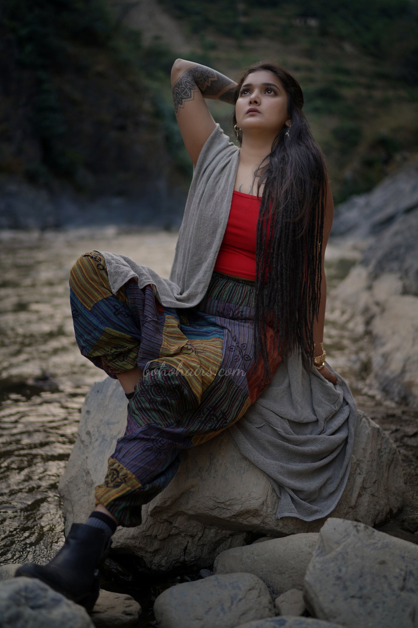 50 Micro Dreadlocks Locked Tail Clip-On Set